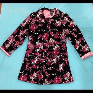 Angie Black & Pink Blossom/Floral Trench Coat